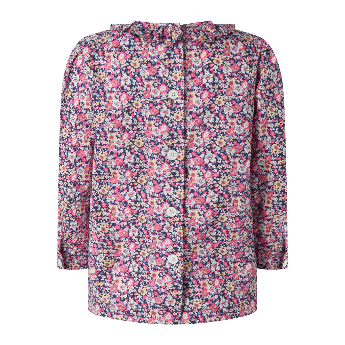 Navy Floral Frill Collar Blouse