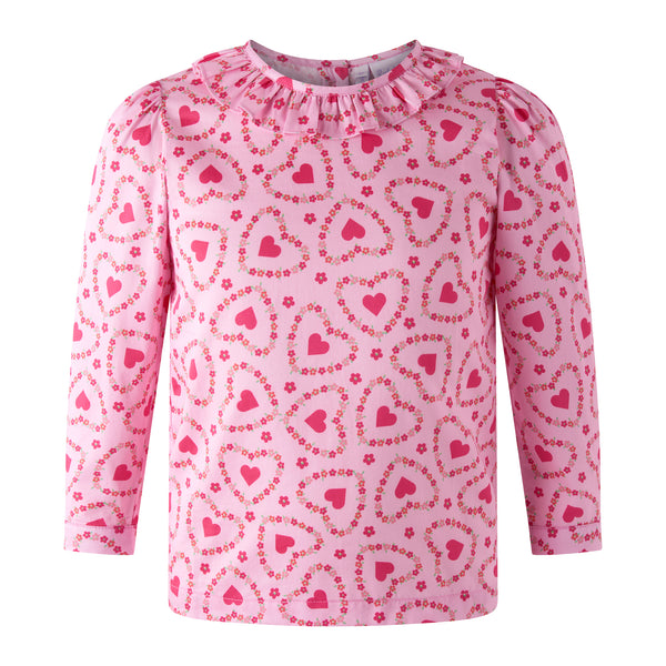 Pink Floral Heart Frill Blouse
