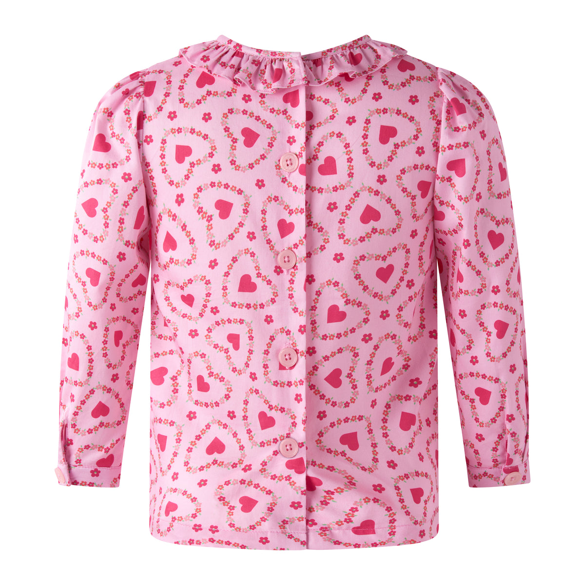 Pink Floral Heart Frill Blouse