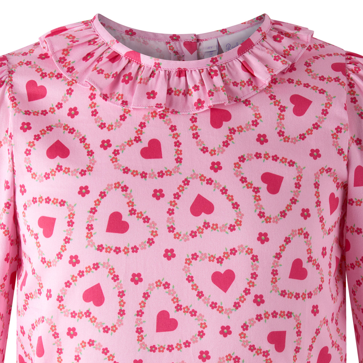 Pink Floral Heart Frill Blouse