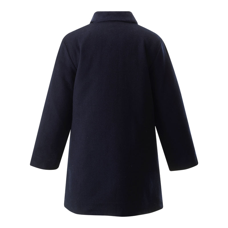 Navy Velvet Trim Dress Coat