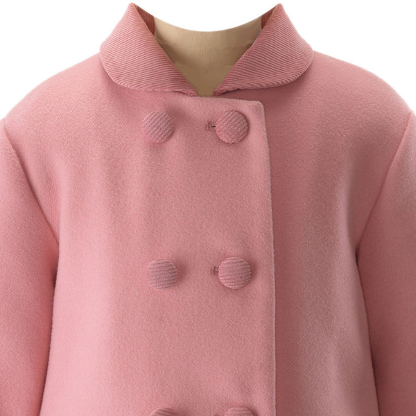 Pink Velvet Trim Dress Coat