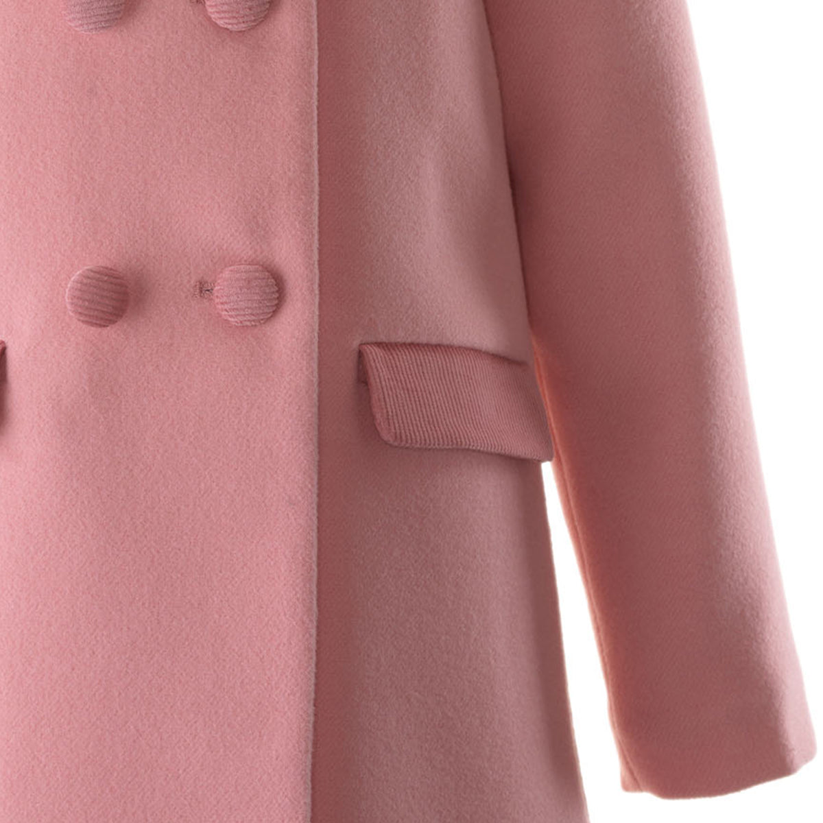 Pink Velvet Trim Dress Coat