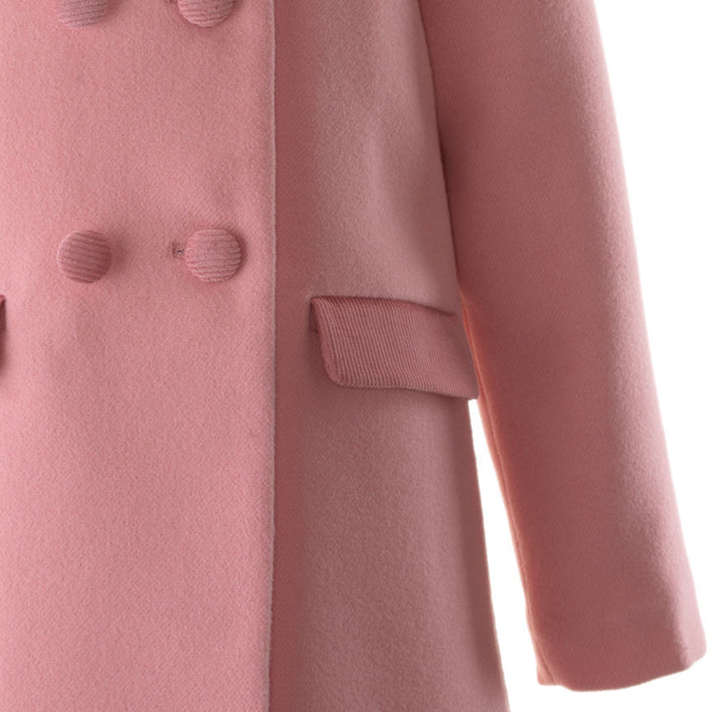 Pink Velvet Trim Dress Coat