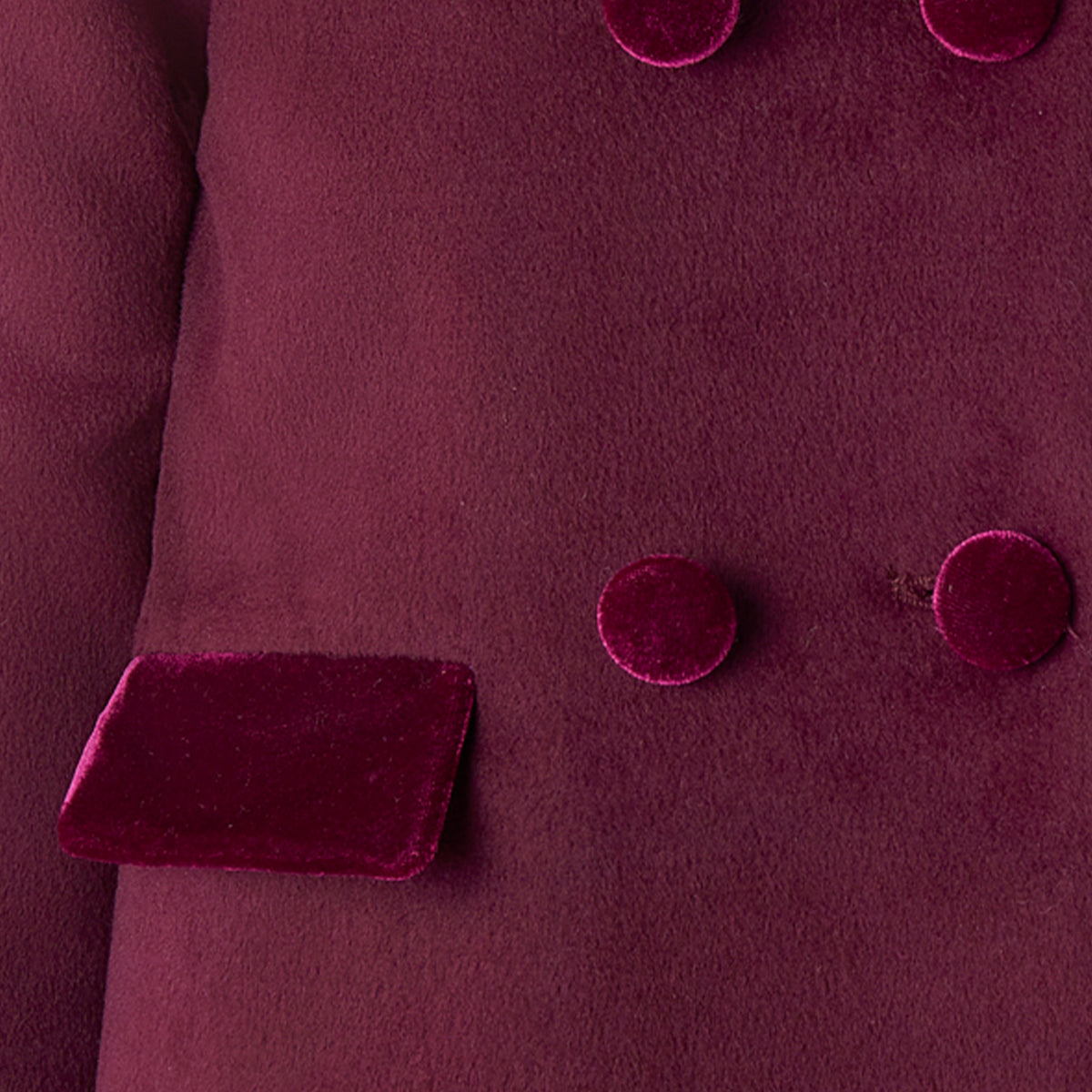 Burgundy Velvet Trim Dress Coat