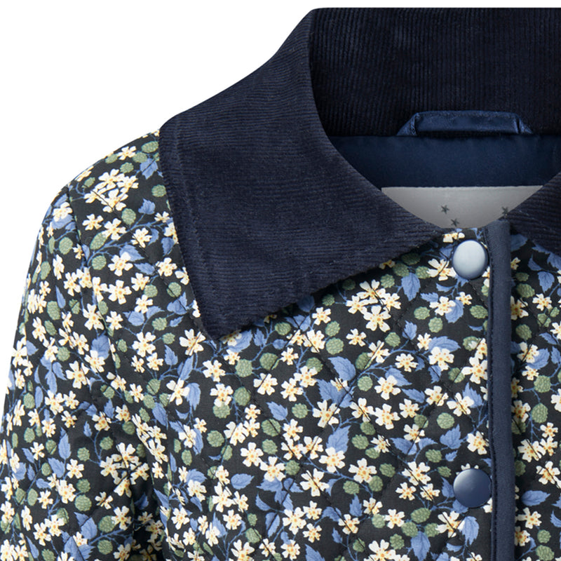 Navy Berry Floral Quilted Jacket