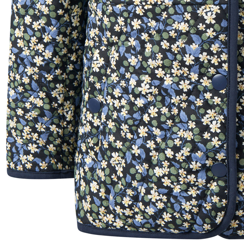 Navy Berry Floral Quilted Jacket