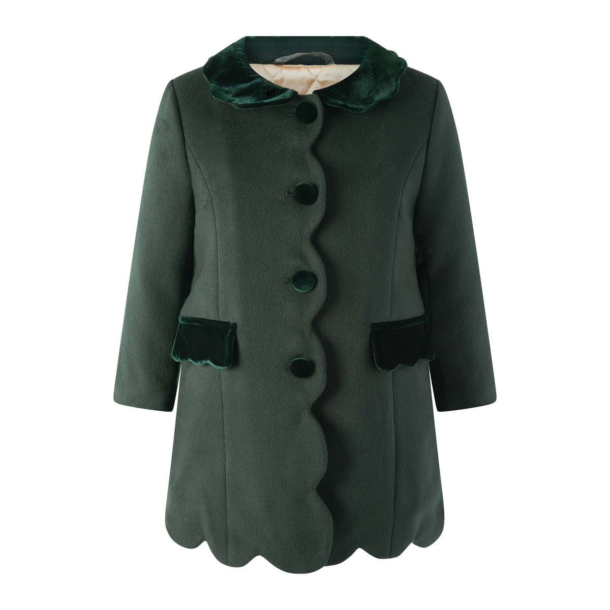 Green Scalloped Dress Coat