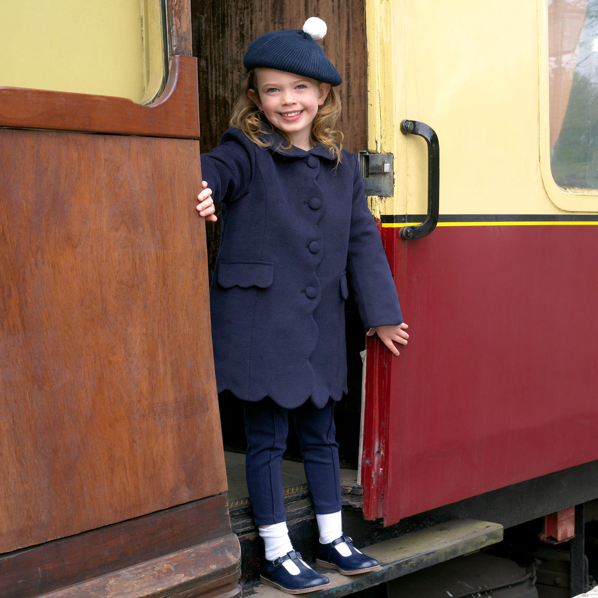 Navy Scalloped Dress Coat