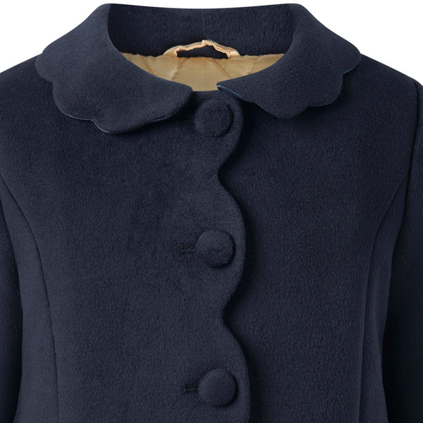 Navy Scalloped Dress Coat