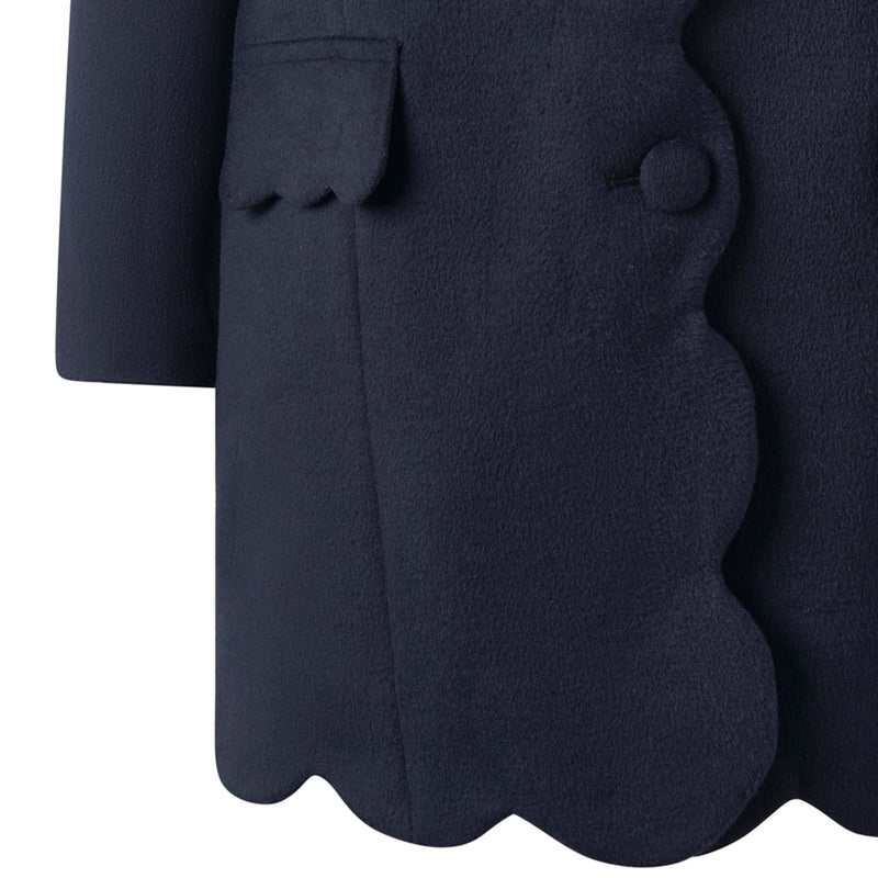 Navy Scalloped Dress Coat