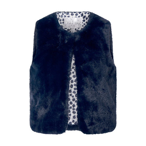 Navy Faux Fur Gilet