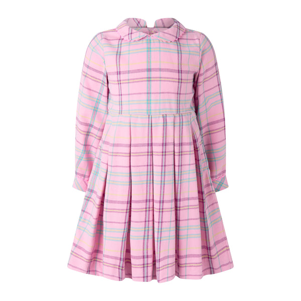 Pink Check Pleated Dress