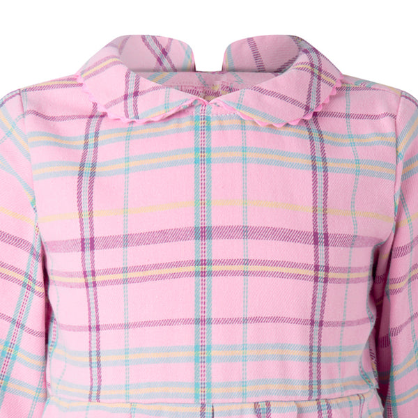 Pink Check Pleated Dress