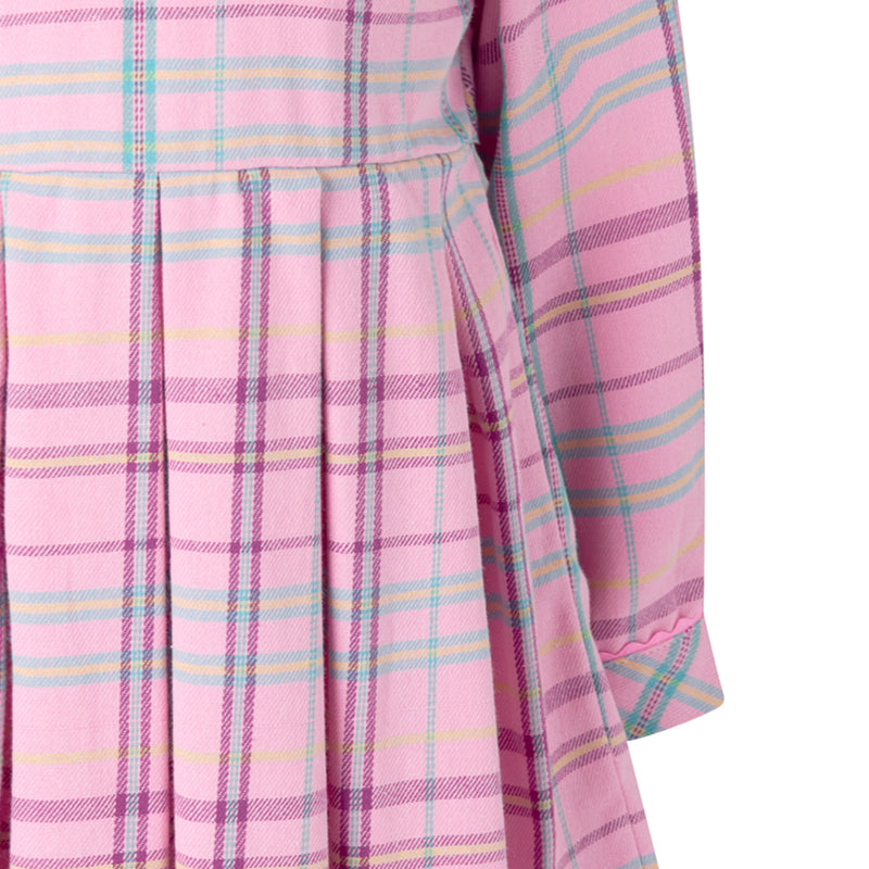 Pink Check Pleated Dress