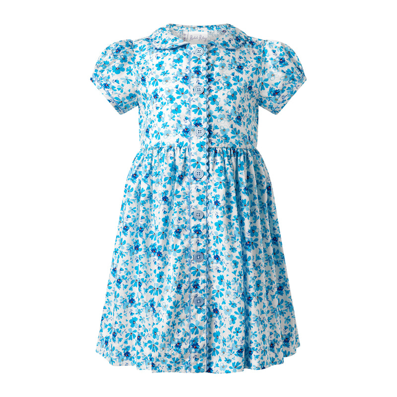 Blue Floral Button Front Dress