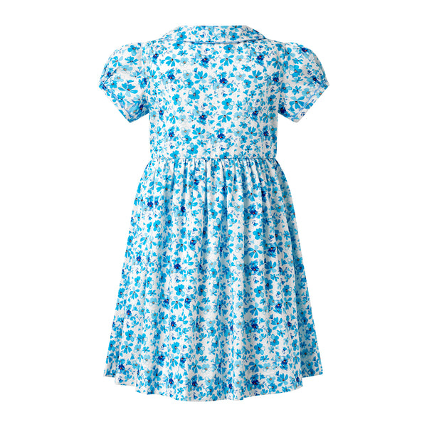 Blue Floral Button Front Dress