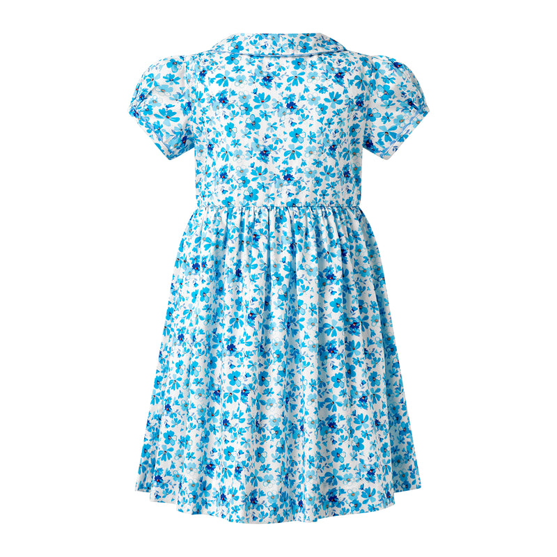Blue Floral Button Front Dress