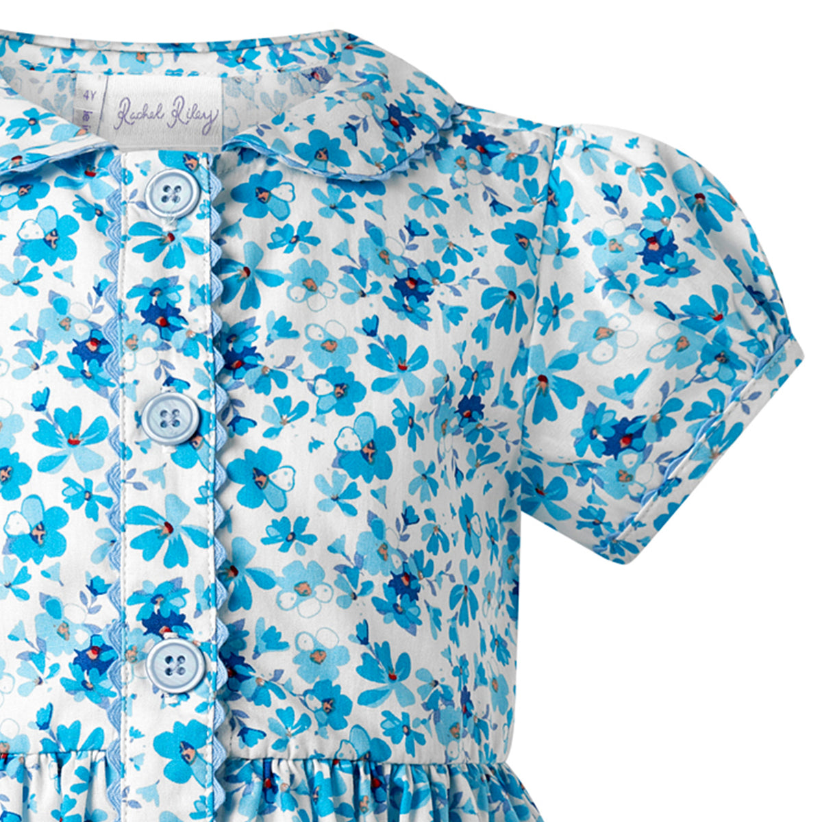 Blue Floral Button Front Dress