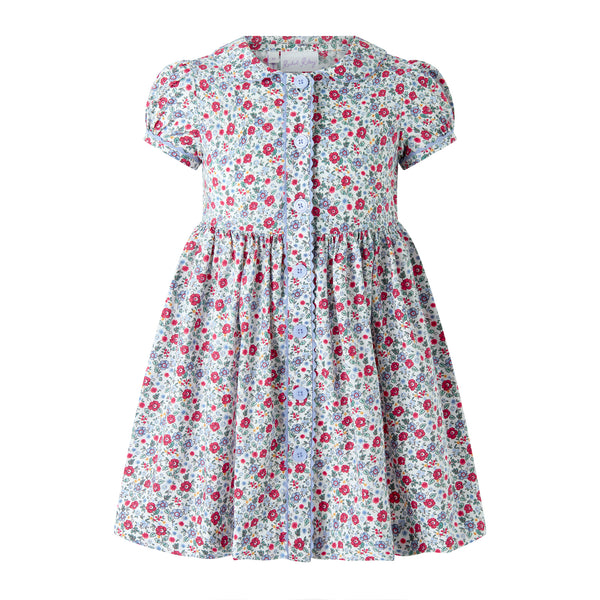 Blue Floral Button-front Dress