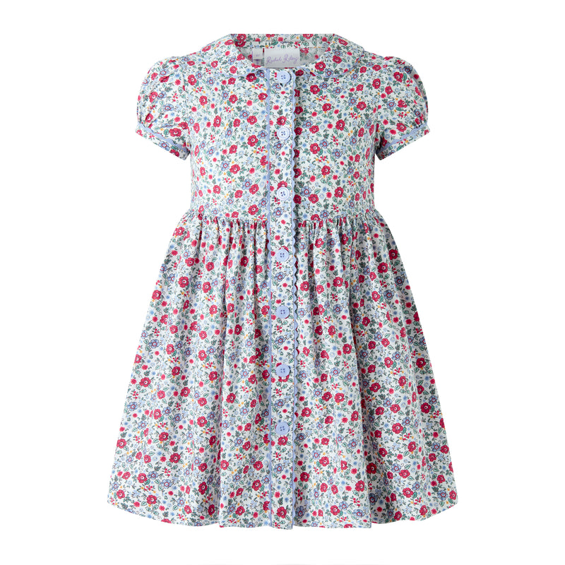 Blue Floral Button-front Dress