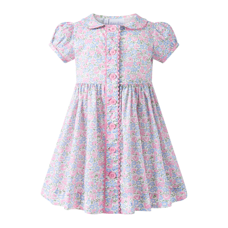 Pastel Floral Button-front Dress
