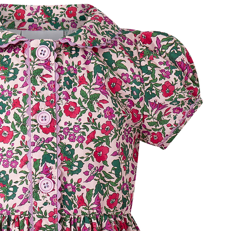 Pink Floral Button-front Dress