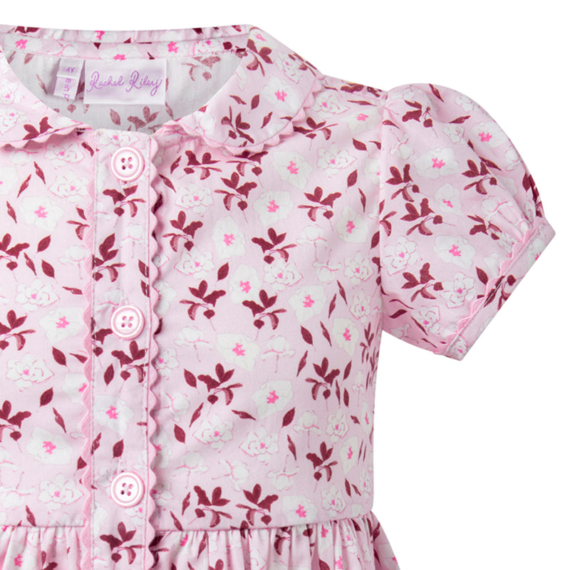 Pink Floral Button-front Dress