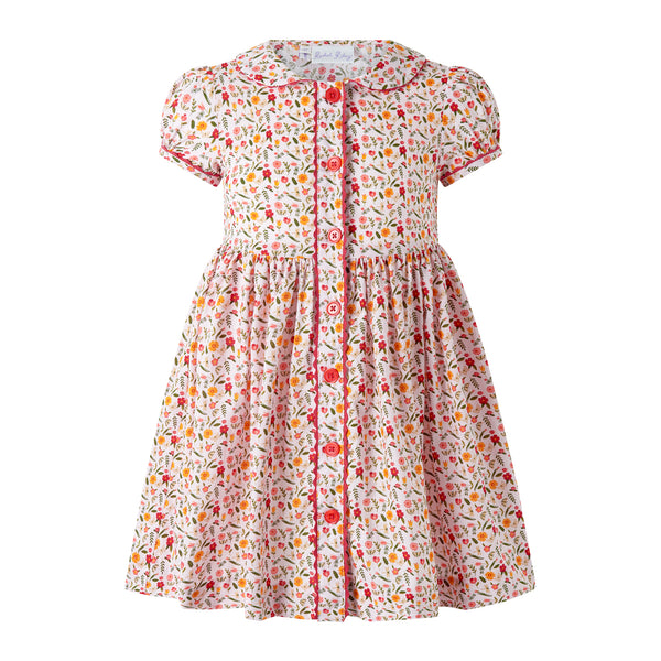 Pink Floral Butterfly Button-front Dress