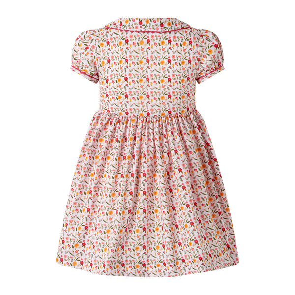 Pink Floral Butterfly Button-front Dress