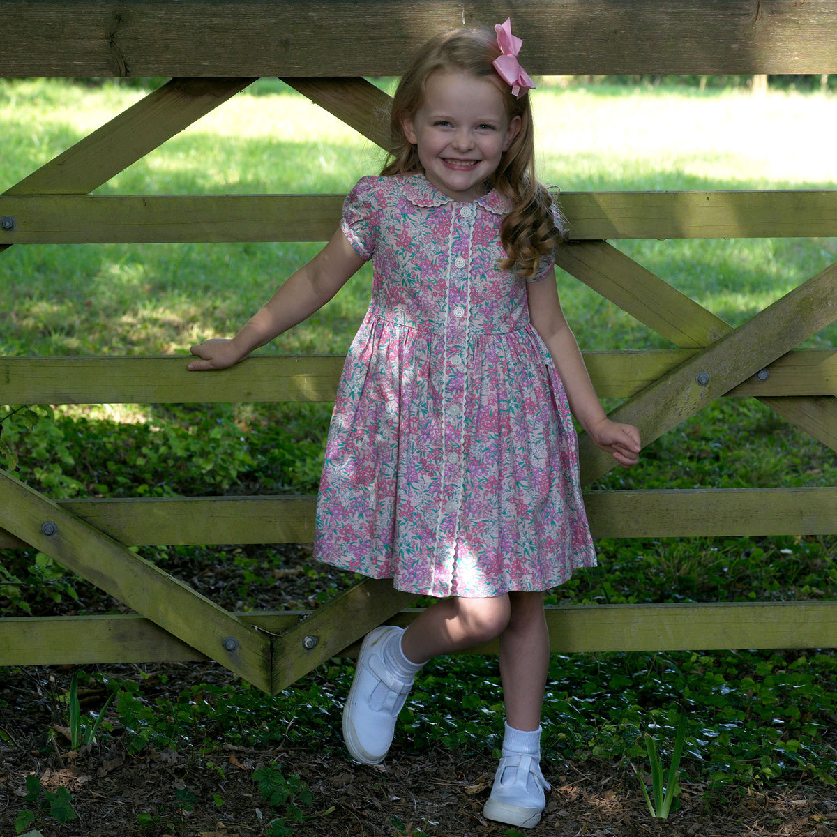 Candy Pink Floral Button-front Dress