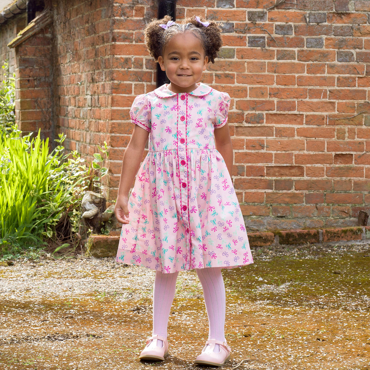 Bow Button-Front Dress
