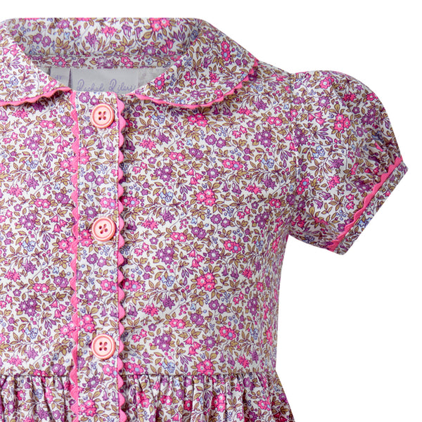 Purple Floral Button-front Dress