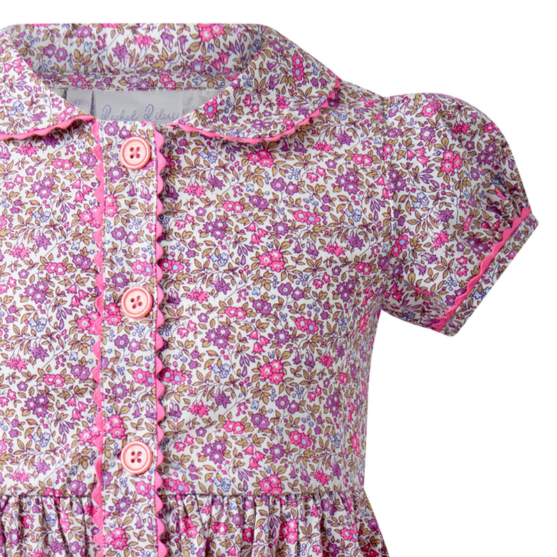 Purple Floral Button-front Dress
