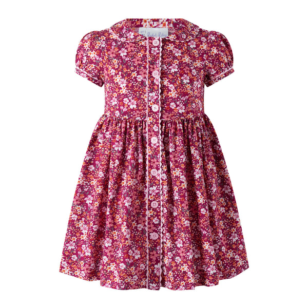 Red Floral Bloom Button-front Dress