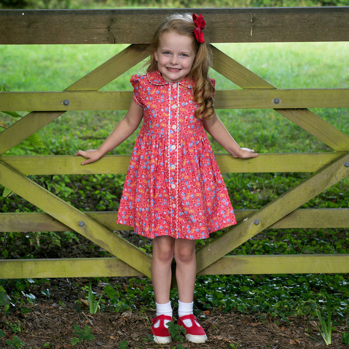 Cherry Red Button-front Dress