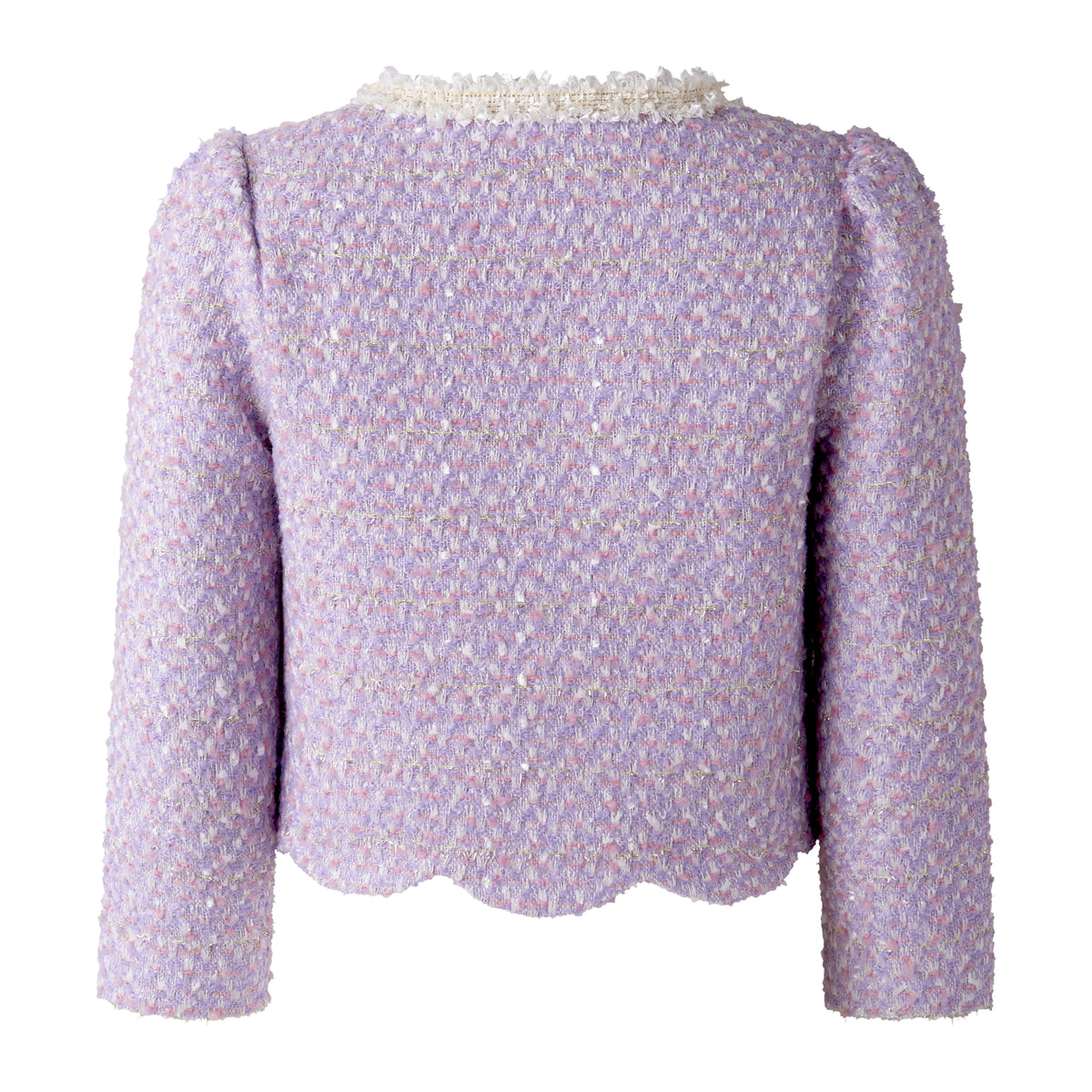 Purple Tweed Scalloped Skirt Set