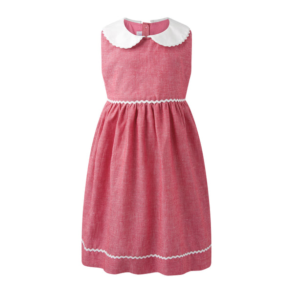 Red Linen Peter Pan Collar Dress