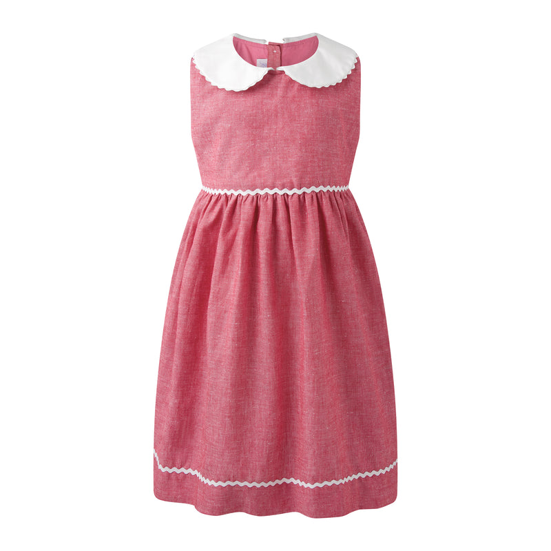 Red Linen Peter Pan Collar Dress