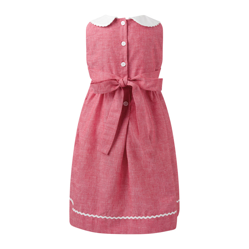 Red Linen Peter Pan Collar Dress