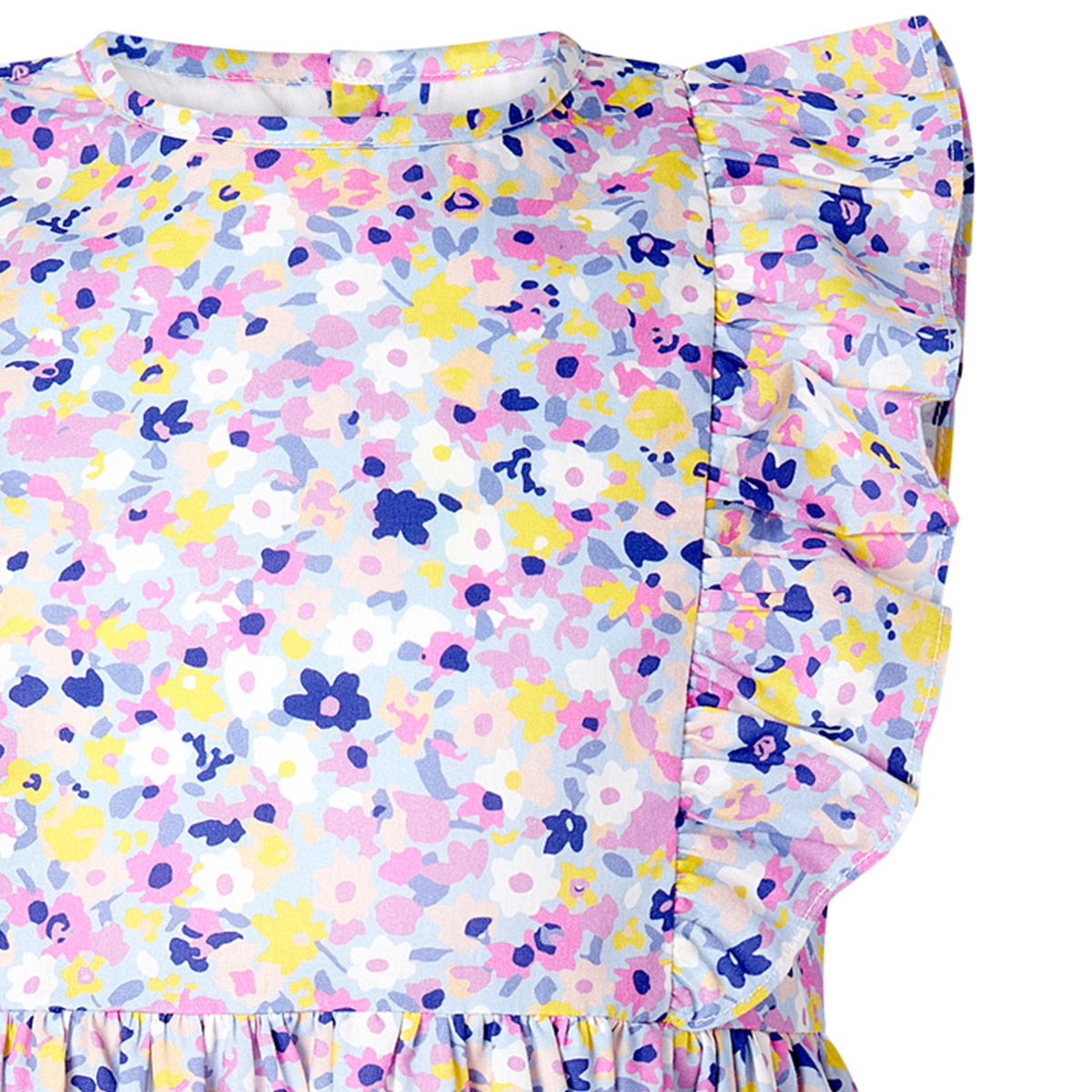 Mini Pastel Floral Frill Front Dress
