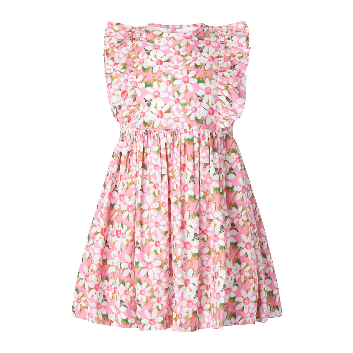 Graphic Flower Frill Front Dress