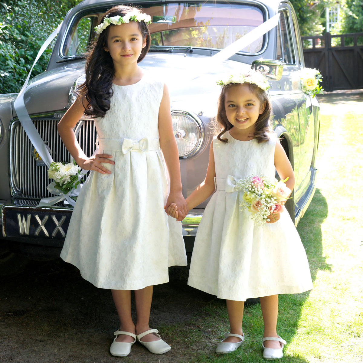 Ivory Floral Damask Party Dress