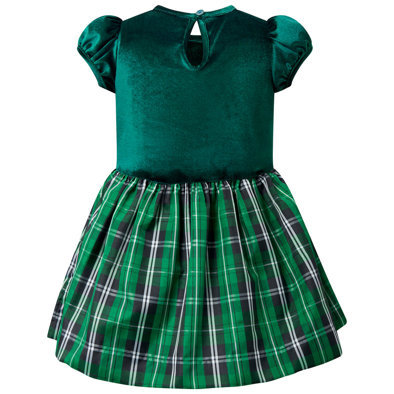 Green Velvet Check Party Dress