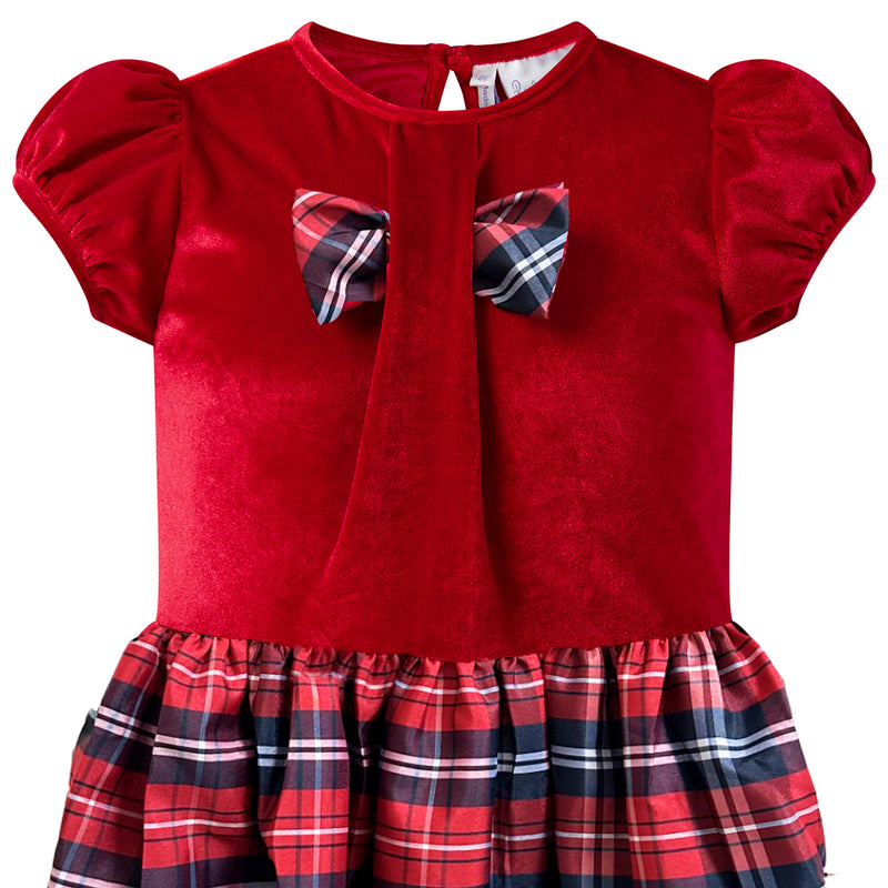 Red Velvet Check Party Dress