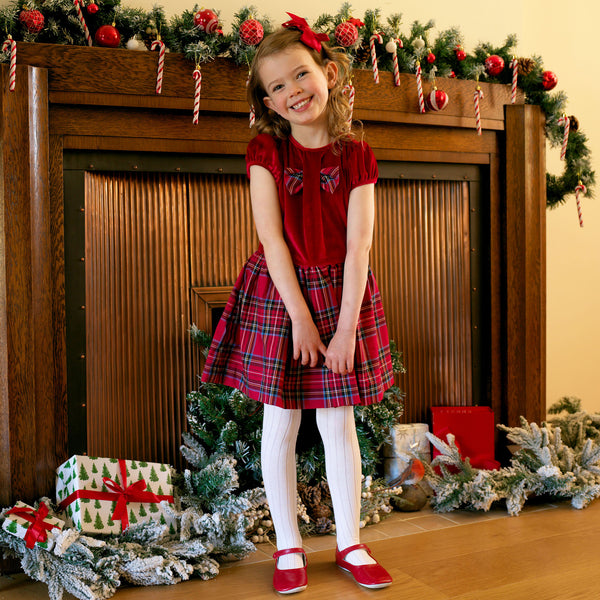 Red Velvet Check Party Dress