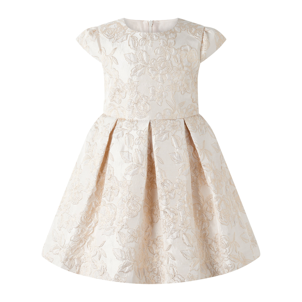 Pleated Damask Party Dress, Gold