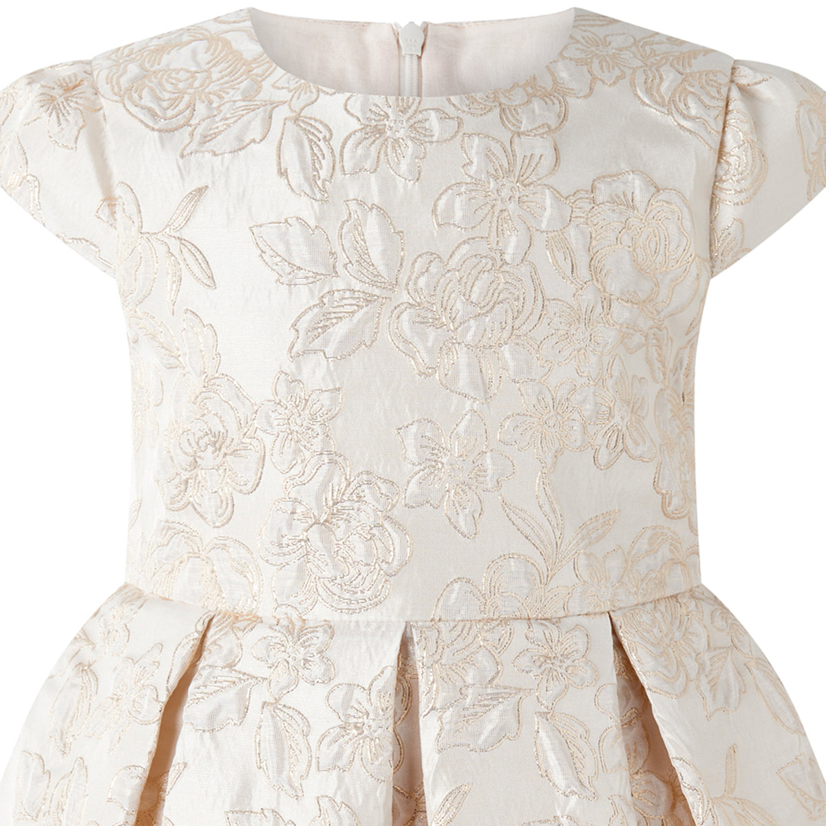 Pleated Damask Party Dress, Gold