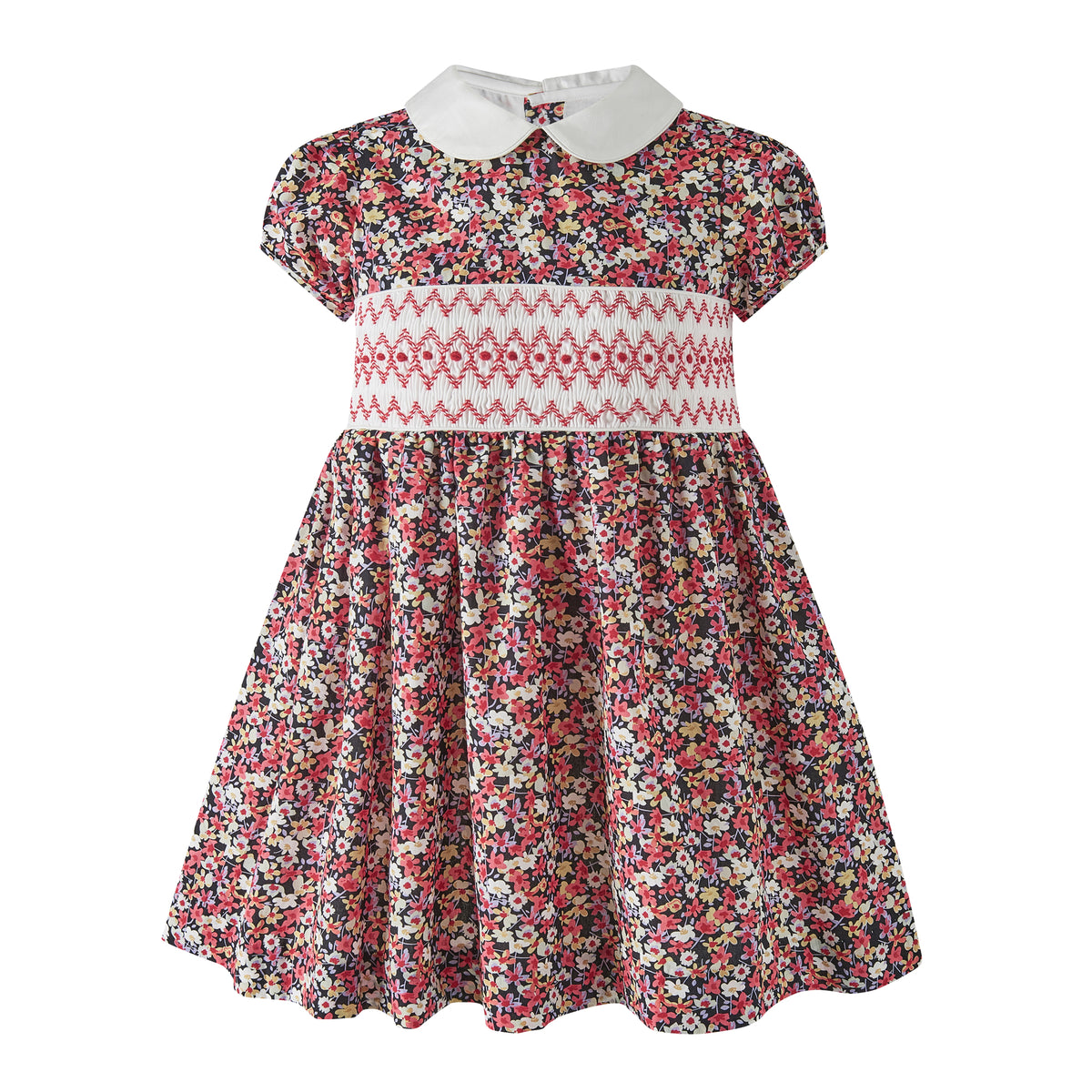 Floral Geometric Smocked Dress