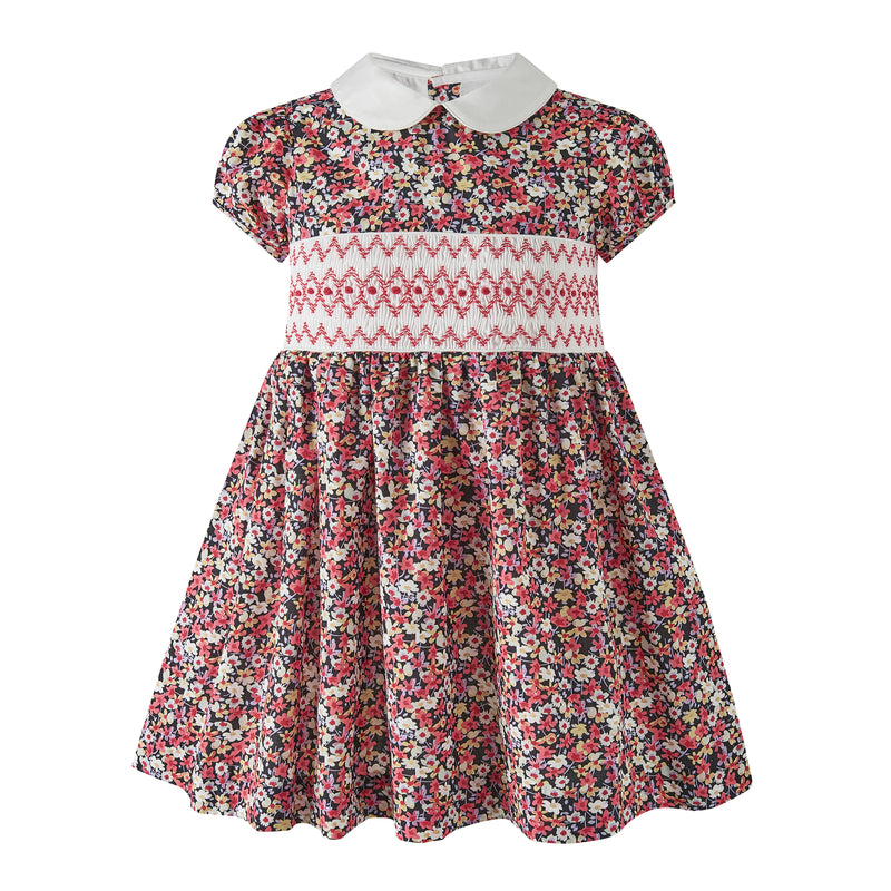 Floral Geometric Smocked Dress